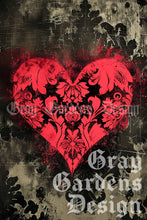 Load image into Gallery viewer, Grunge Damask Heart Decoupage Paper