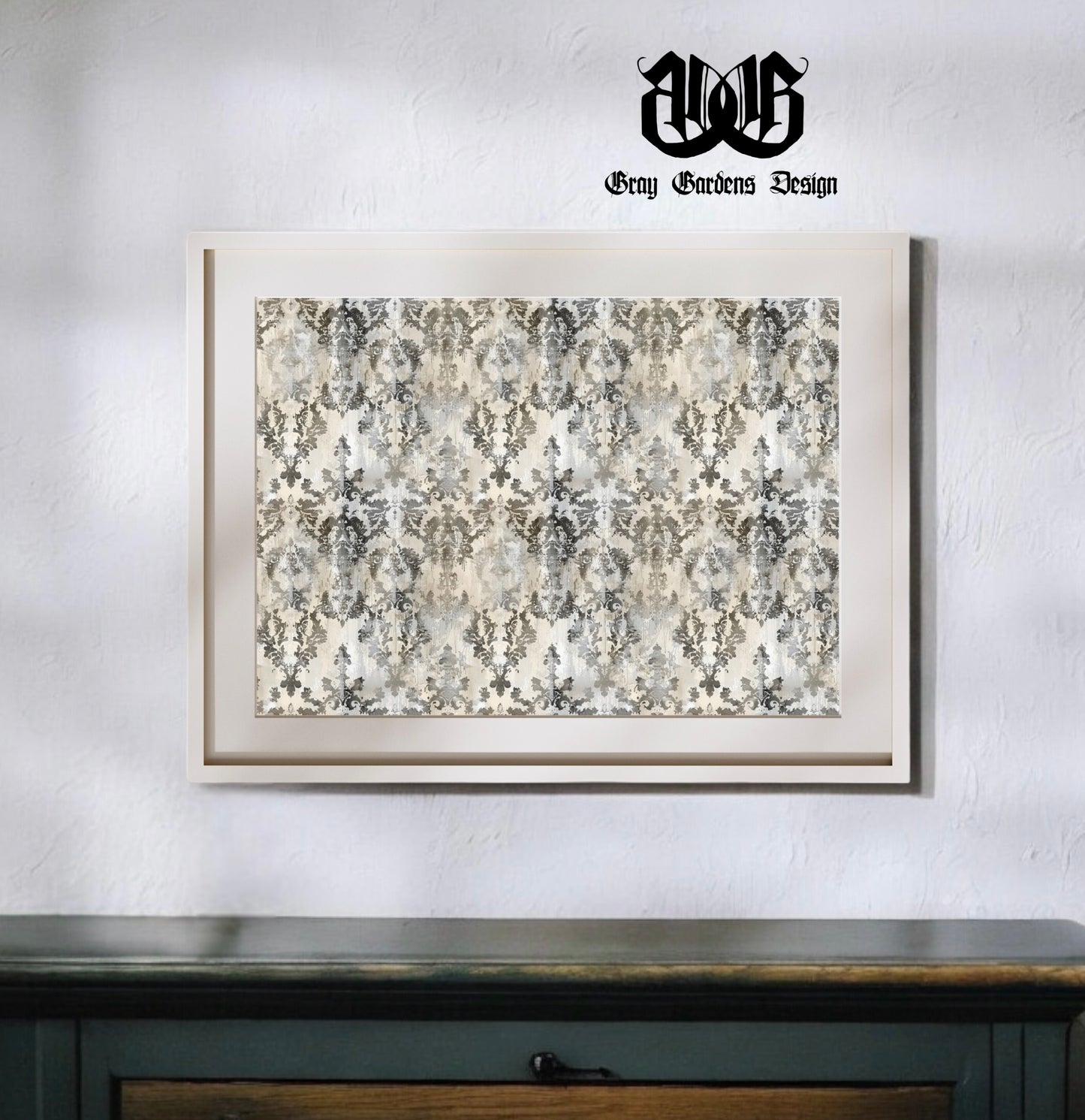 Antique White Damask Decoupage Paper | Large Decoupage Paper for Furniture and other DIY Projects