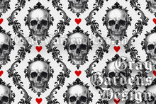 Load image into Gallery viewer, Gothic Skulls Damask Decoupage Paper
