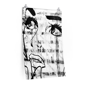 Black and White Popart Girl Matte Print