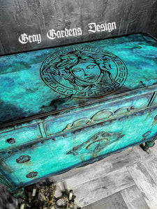 Vintage Bioshock / Titanic Grunge Hand Painted Patina Dresser with Medusa