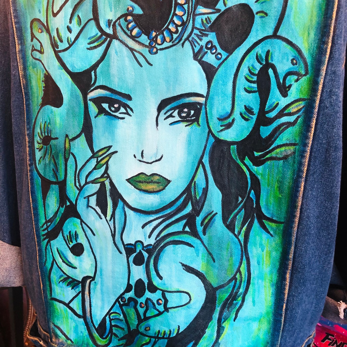 Hand Painted Medusa Denim Jacket