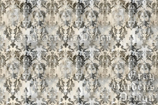 Antique White Damask Decoupage Paper | Large Decoupage Paper for Furniture and other DIY Projects