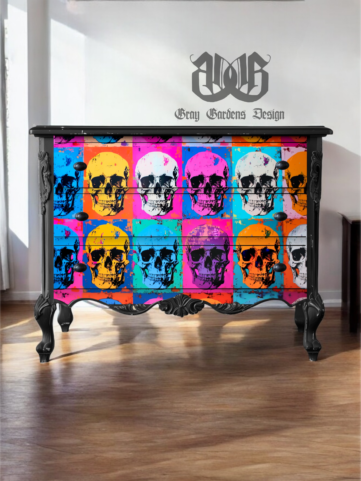 Pop Art Skulls Decoupage Paper | Large Decoupage Paper for Furniture and other DIY Projects