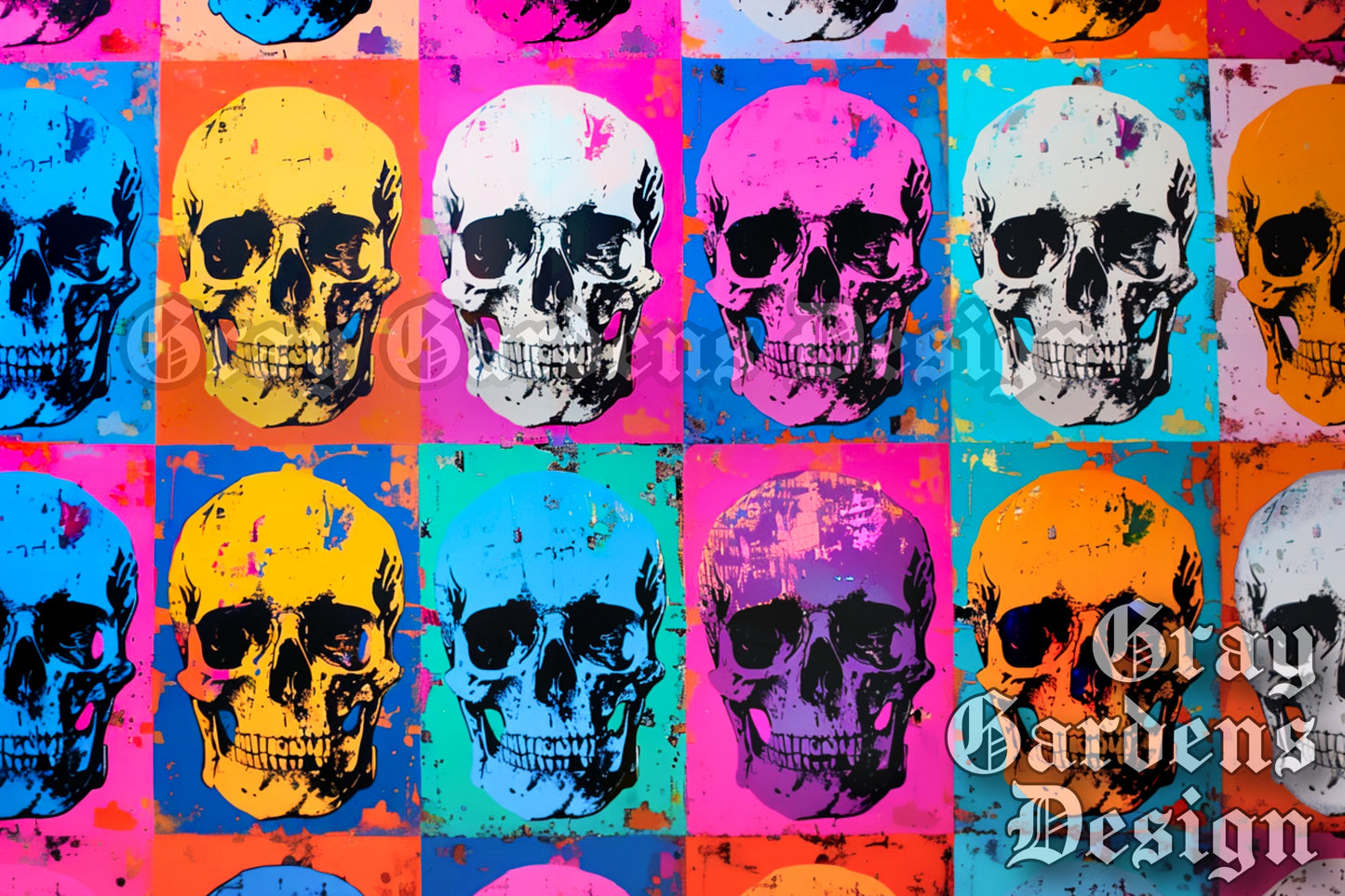 Pop Art Skulls Decoupage Paper | Large Decoupage Paper for Furniture and other DIY Projects