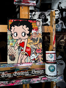 Betty Boop Mixed Media Painting on 11 x 14