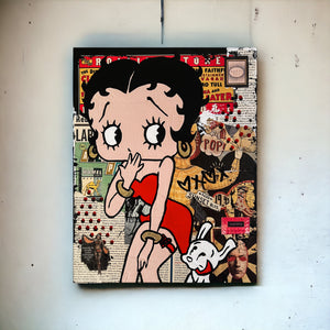 Betty Boop Mixed Media Painting on 11 x 14