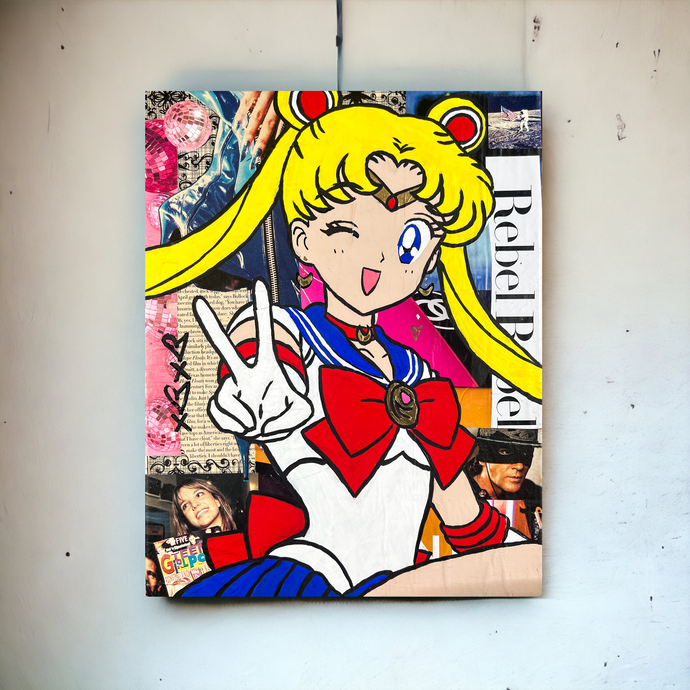 Sailor Moon Mixed Media Painting on 11 x 14