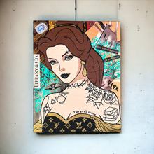 Load image into Gallery viewer, PENDING Princess Belle Mixed Media Painting on 11 x 14