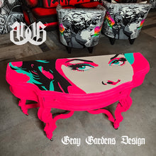 Load image into Gallery viewer, Barbie Core Pop Art &quot;Roxy&quot; Demilune Console Table