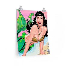 Load image into Gallery viewer, Bettie Page Mermaid Matte Print