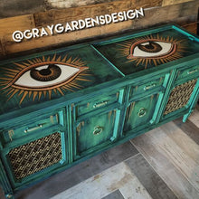 Load image into Gallery viewer, Vintage Hand Painted Bohemian Console Turntable