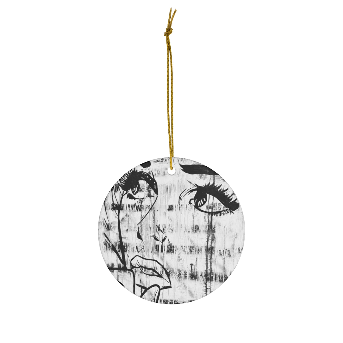 B&W Pop Art Face / Ceramic Ornaments