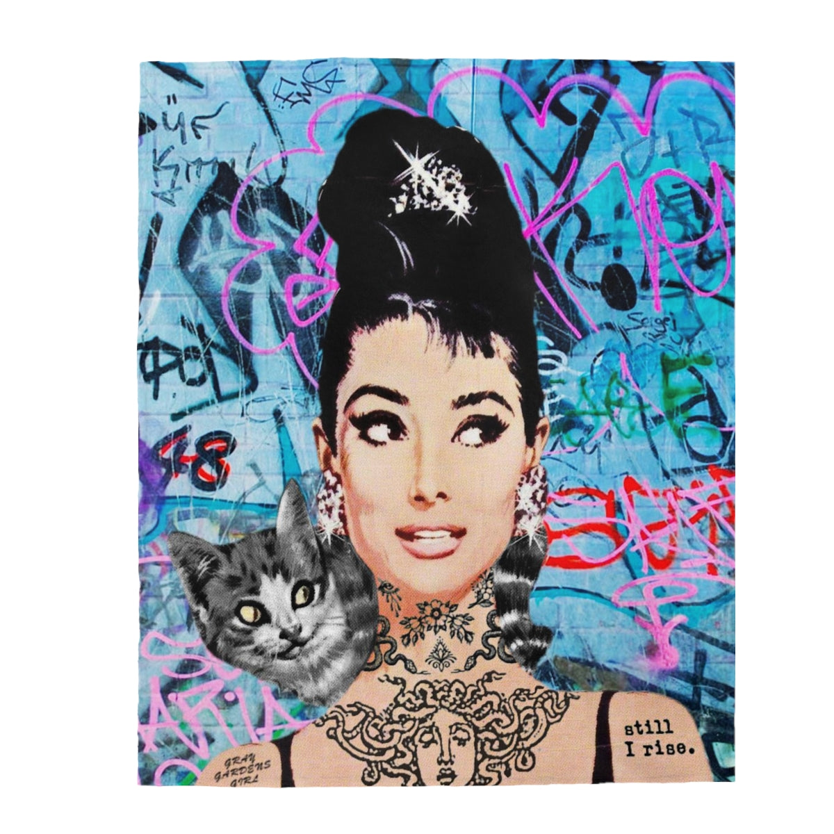 Tattooed Audrey / Velveteen Plush Blanket