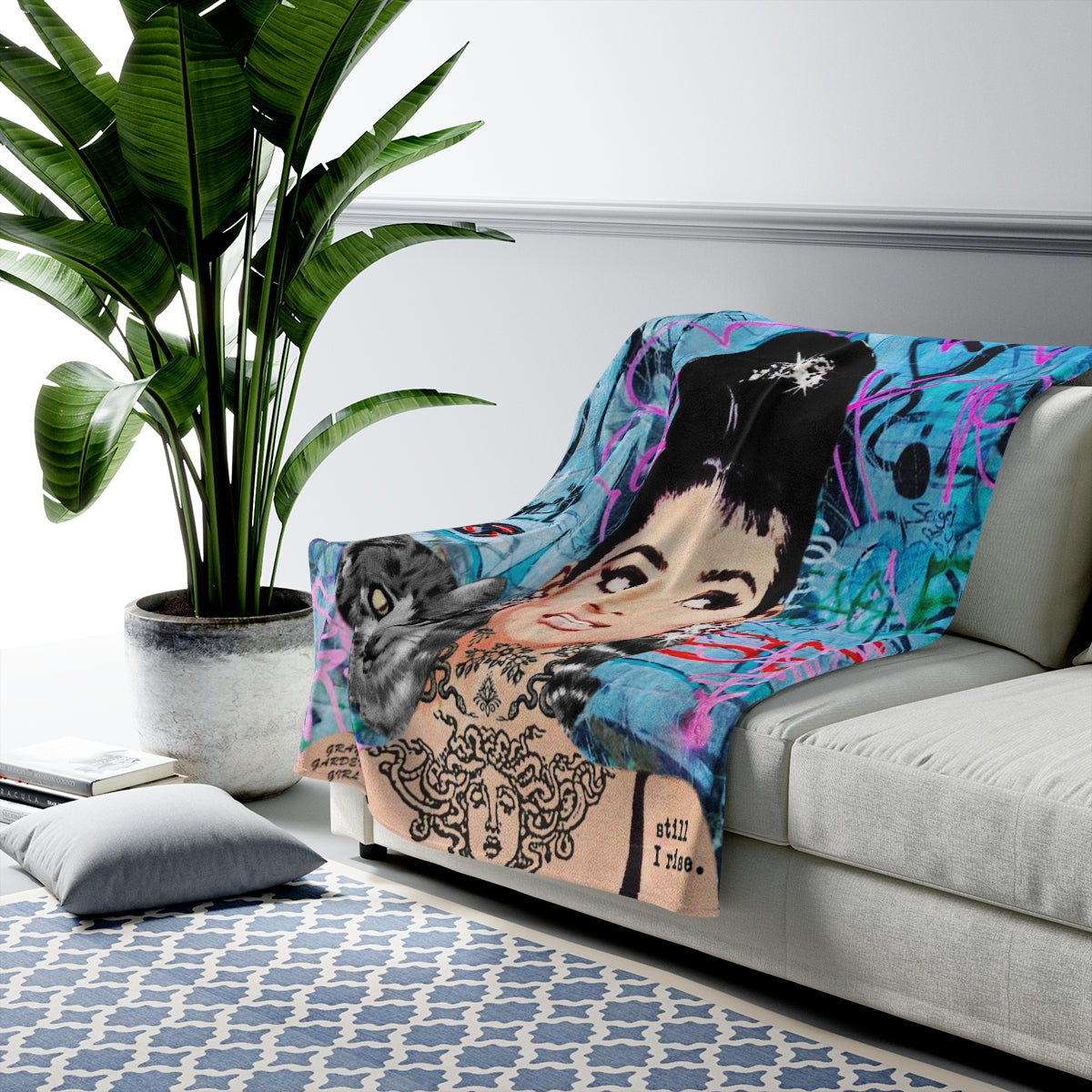 Tattooed Audrey / Velveteen Plush Blanket