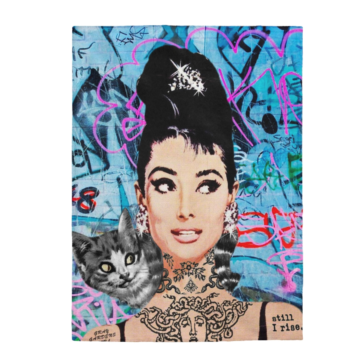 Tattooed Audrey / Velveteen Plush Blanket