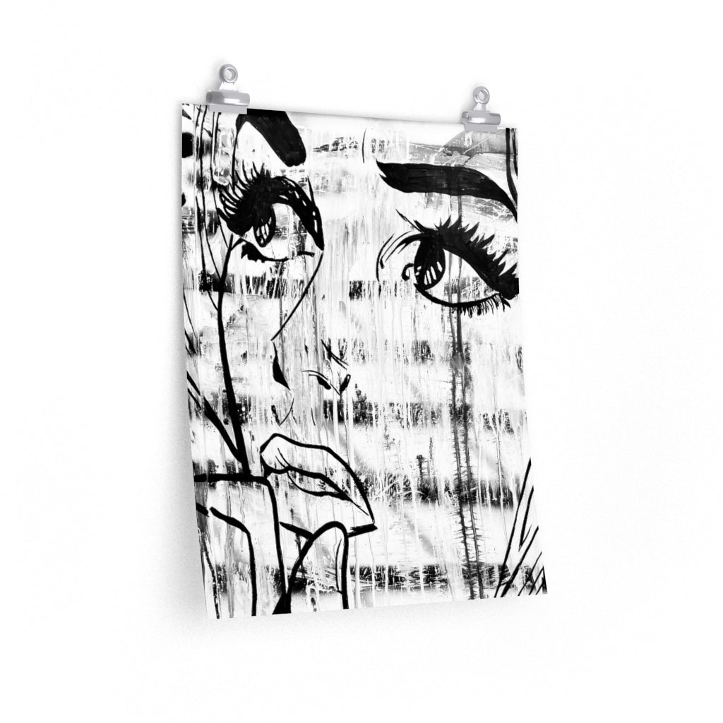 Black and White Popart Girl Matte Print