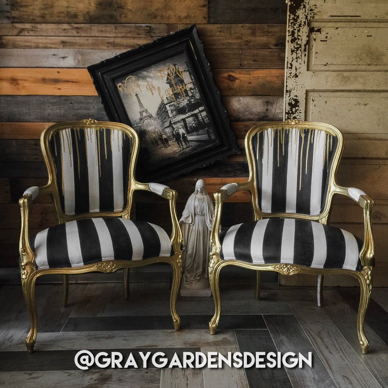 Vintage Hand Painted French Glam Chairs
