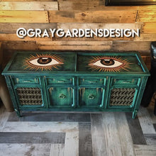 Load image into Gallery viewer, Vintage Hand Painted Bohemian Console Turntable