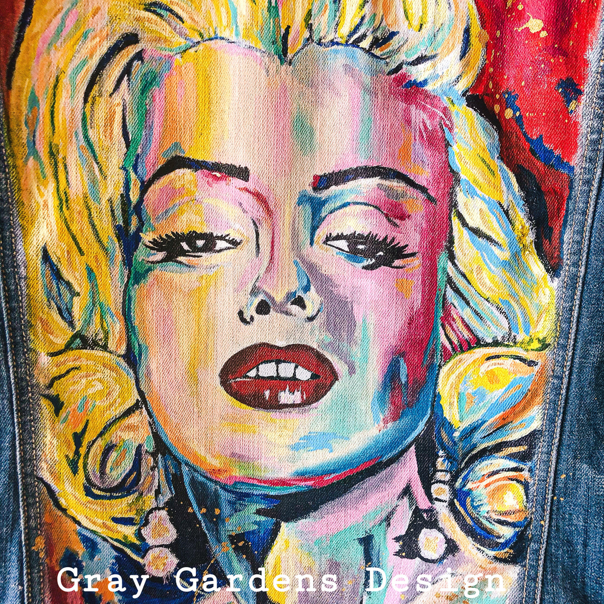 Hand Painted Abstract Marilyn Monroe Denim Jacket – Gray Gardens Design