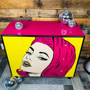 Hand Painted Pop Art Mid Century Dresser Furniture Art