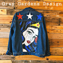 Load image into Gallery viewer, Hand Painted Wonder Woman Denim Jacket