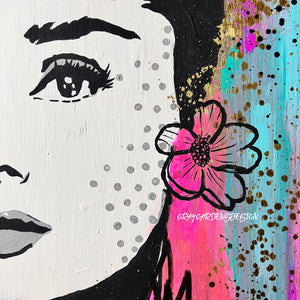 Original “Nothing is Impossible” Graffiti Pop Audrey Hepburn Painting on Wood / Luxury Decor / Wall Art