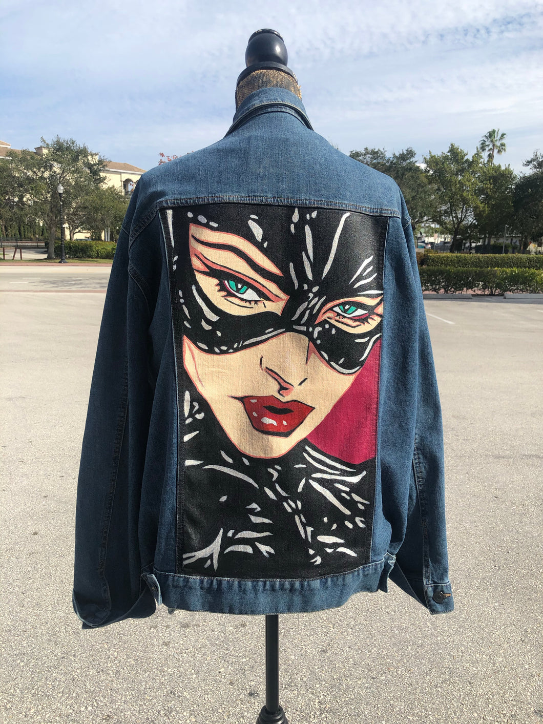 Hand Painted Catwoman Denim Jacket