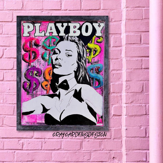 Original Kate Moss Playboy Painting on Canvas
