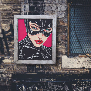 Original Pop Art Catwoman Painting on Canvas