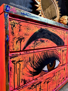 Graffiti Pop Grunge Glam Eyes Hand Painted Furniture Art Dresser