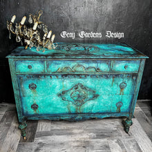 Load image into Gallery viewer, Vintage Bioshock / Titanic Grunge Hand Painted Patina Dresser with Medusa
