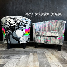 Load image into Gallery viewer, Graffiti Glam David Vegan Leather Barrel Chairs