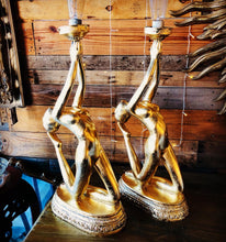 Load image into Gallery viewer, Hand Gilded Pair of Stunning Art Deco style table lamps