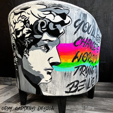 Load image into Gallery viewer, Graffiti Glam David Vegan Leather Barrel Chairs