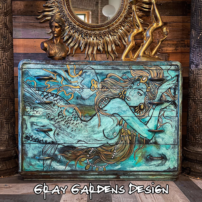Siren of the Sea 🌊 Hand Painted Furniture Art