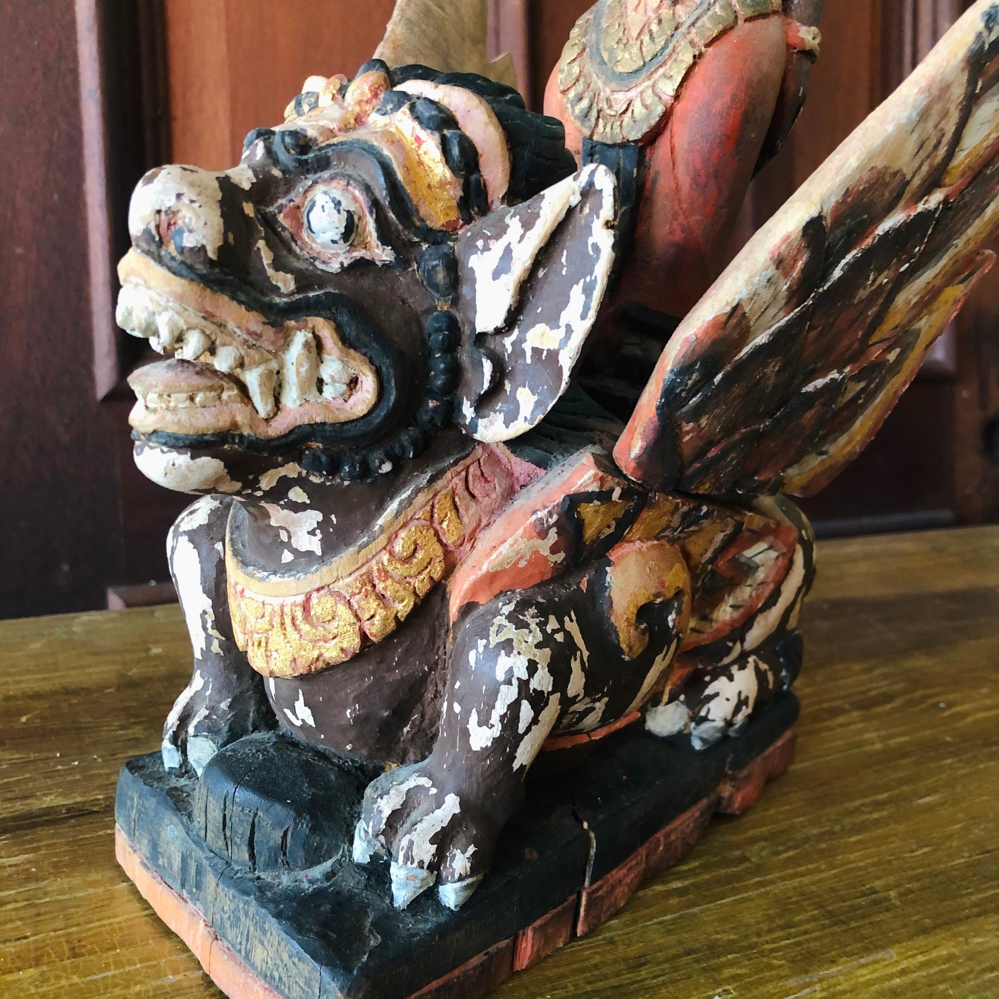 Carved Wood Dragon Statue from Bali