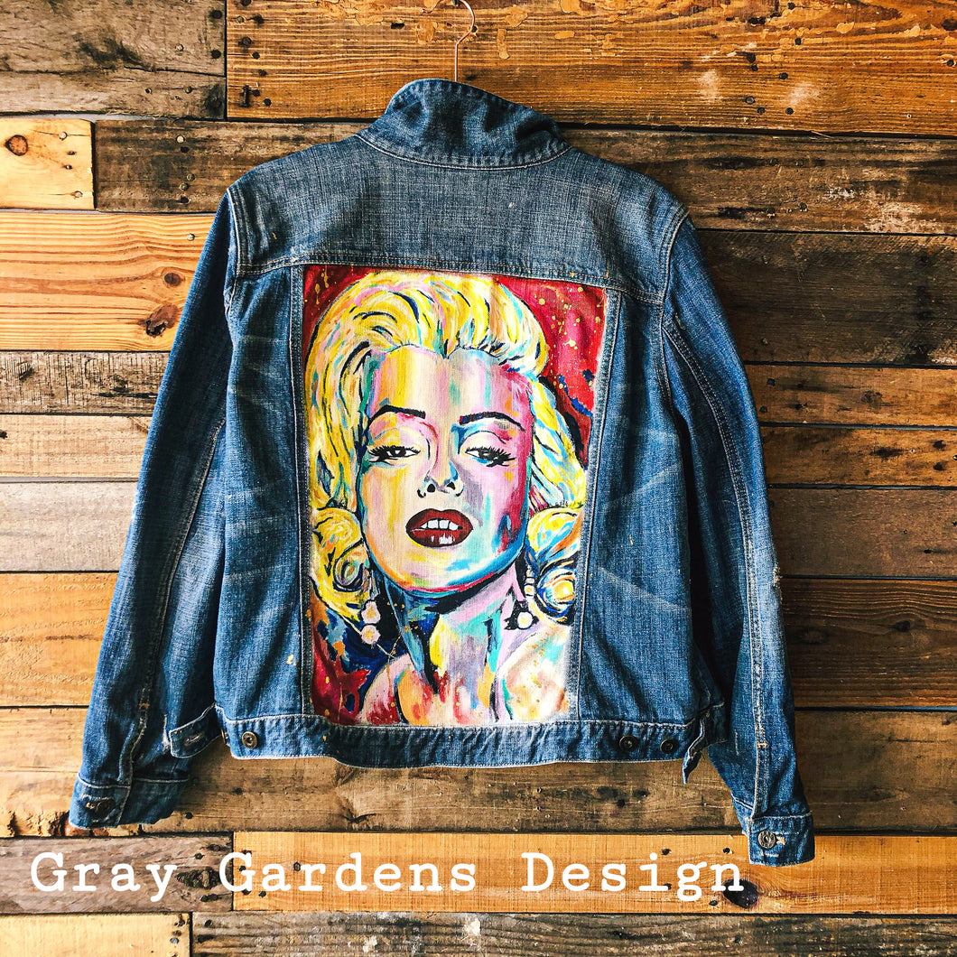 Hand Painted Abstract Marilyn Monroe Denim Jacket